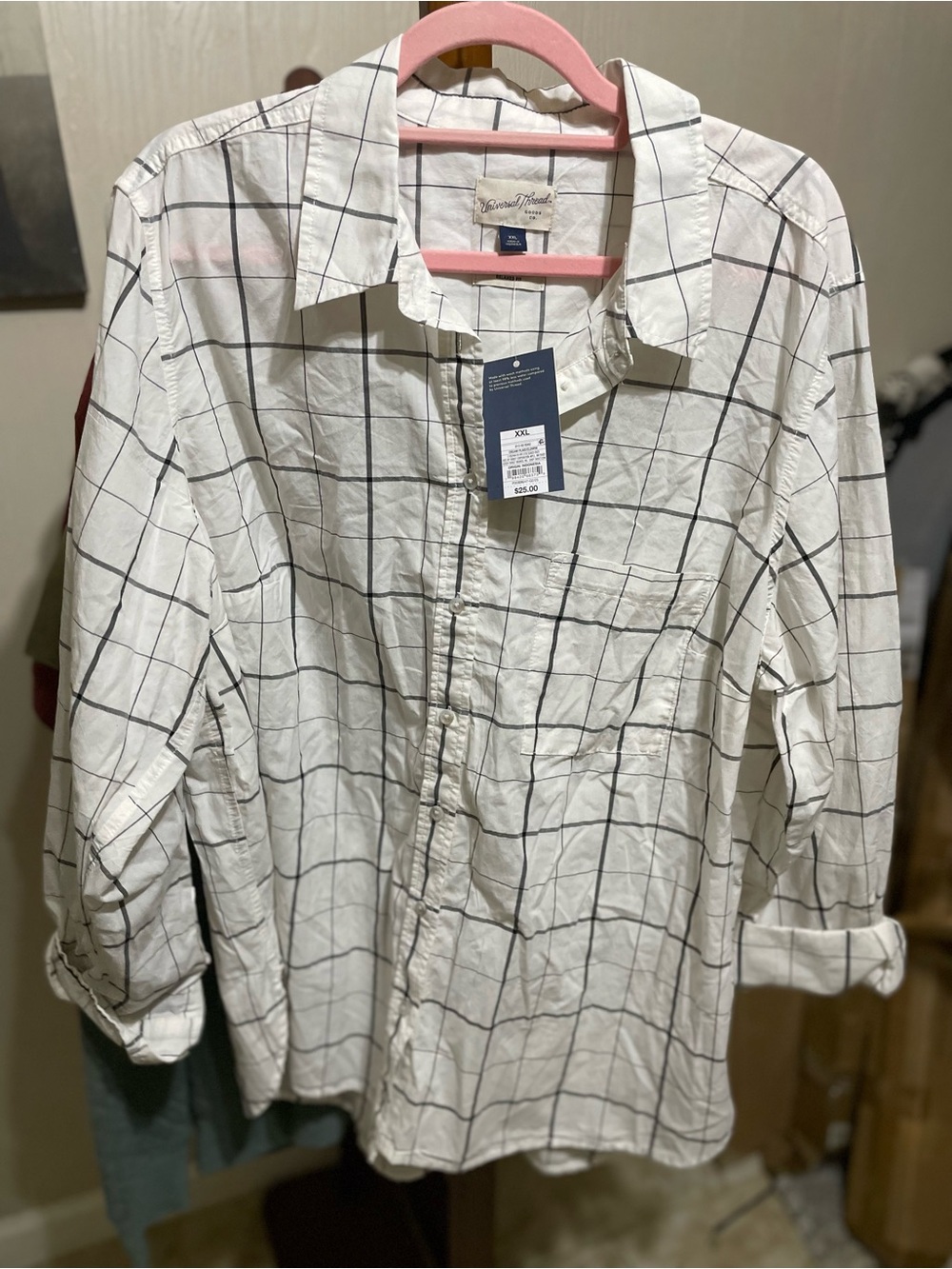 Universal Thread White Windowpane Button-Down Shirt